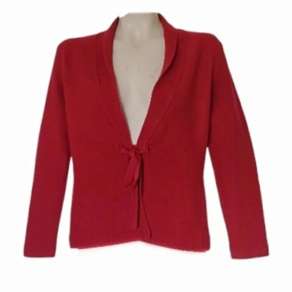 Tabots Colorful V-neck Wool Cardigan Ties With Bow